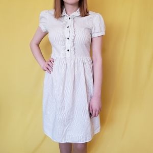 White and black polka dot dress